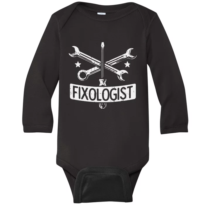 Fixologist Repair Car Technician Auto Mechanic Garage Baby Long Sleeve Bodysuit