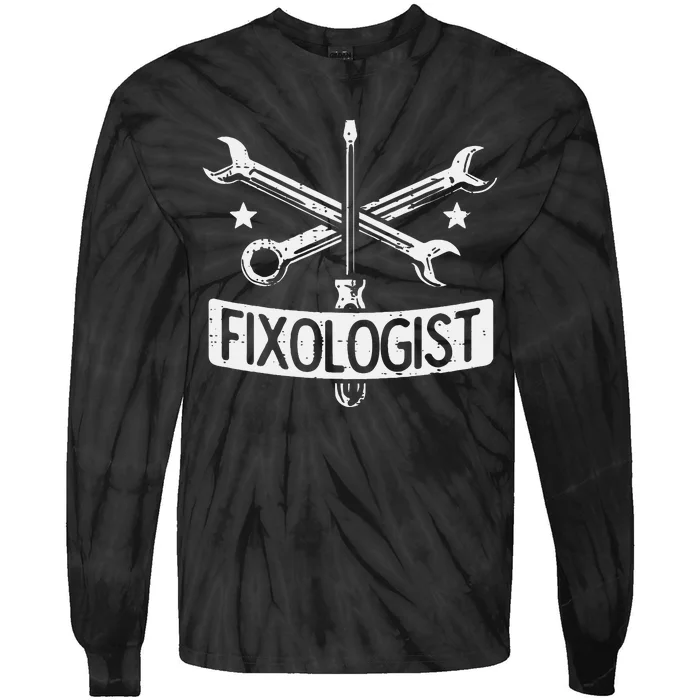 Fixologist Repair Car Technician Auto Mechanic Garage Tie-Dye Long Sleeve Shirt