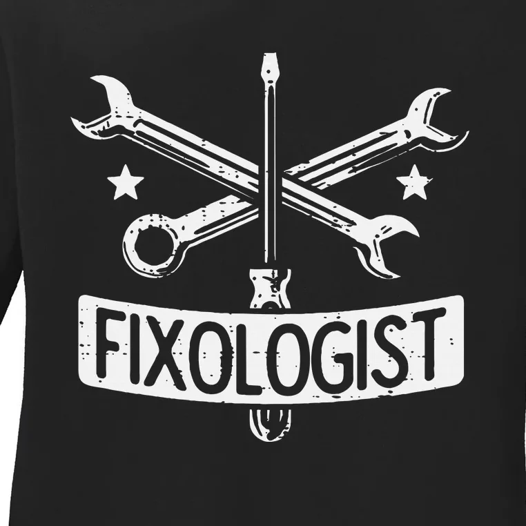 Fixologist Repair Car Technician Auto Mechanic Garage Ladies Long Sleeve Shirt