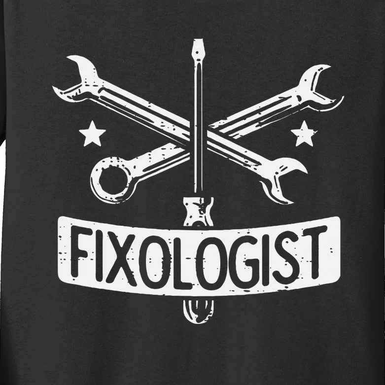 Fixologist Repair Car Technician Auto Mechanic Garage Kids Long Sleeve Shirt