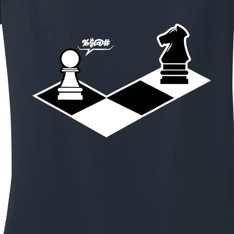 Funny Retro Chess Gift Chess-Player Women's V-Neck T-Shirt