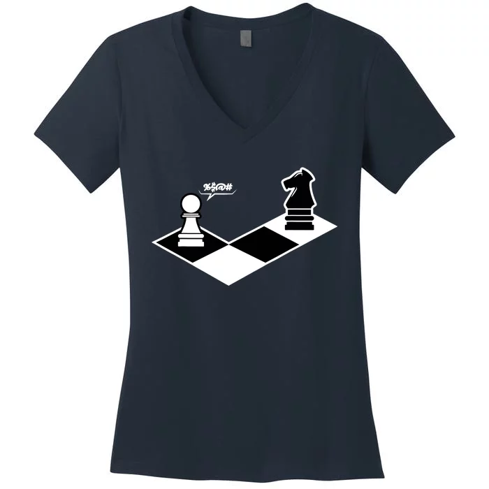 Funny Retro Chess Gift Chess-Player Women's V-Neck T-Shirt