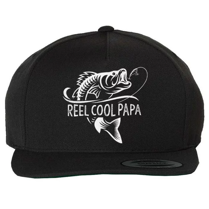 Funny Reel Cool Papa Fishing Dad Gifts Fathers Day Fisherman Fish Wool Snapback Cap