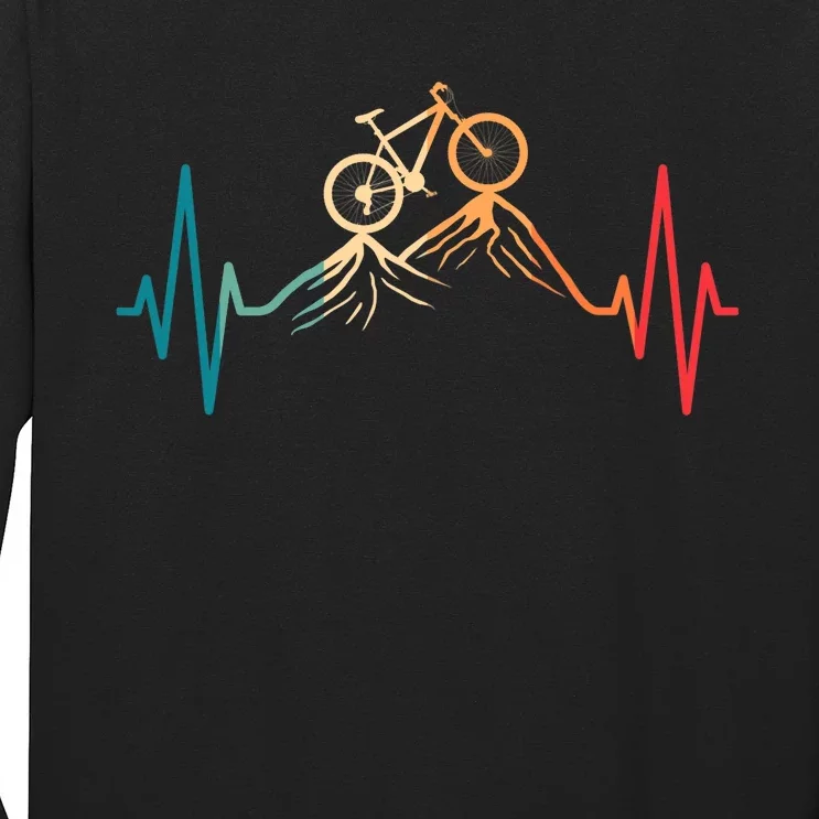 Funny Retro Cycling Heartbeat Bicycle Mountain Bike Biking Long Sleeve Shirt