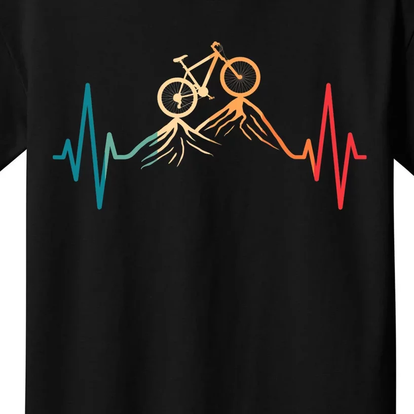 Funny Retro Cycling Heartbeat Bicycle Mountain Bike Biking Kids T-Shirt