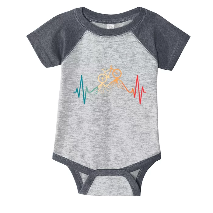 Funny Retro Cycling Heartbeat Bicycle Mountain Bike Biking Infant Baby Jersey Bodysuit