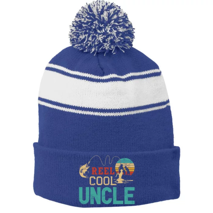 Fishing Reel Cool Uncle Father’S Day Gift Fisher Uncle Cool Gift Stripe Pom Pom Beanie