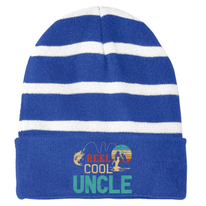 Fishing Reel Cool Uncle Father’S Day Gift Fisher Uncle Cool Gift Striped Beanie with Solid Band