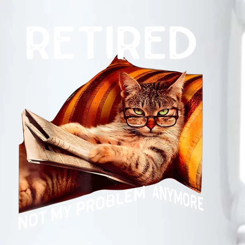 Funny Retired Cat Reading Not My Problem Anymore Retirement Black Color Changing Mug