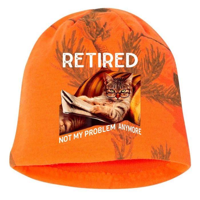 Funny Retired Cat Reading Not My Problem Anymore Retirement Kati - Camo Knit Beanie