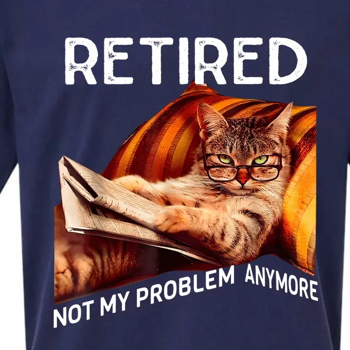 Funny Retired Cat Reading Not My Problem Anymore Retirement Sueded Cloud Jersey T-Shirt