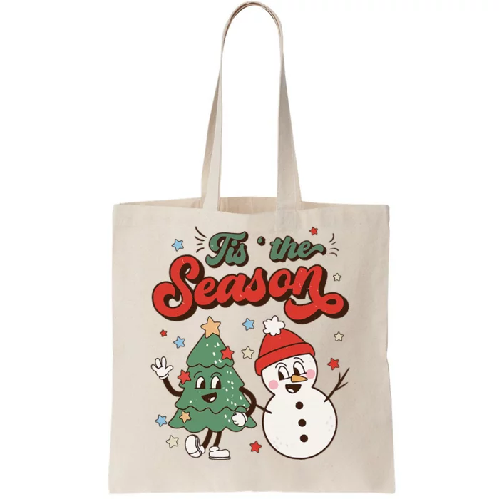 Festive Retro Christmas Decorations Snowman Xmas Tote Bag