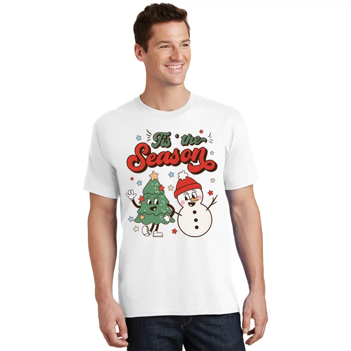 Festive Retro Christmas Decorations Snowman Xmas T-Shirt