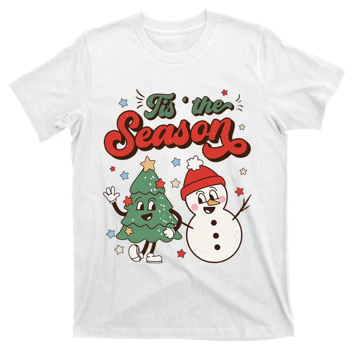 Festive Retro Christmas Decorations Snowman Xmas T-Shirt