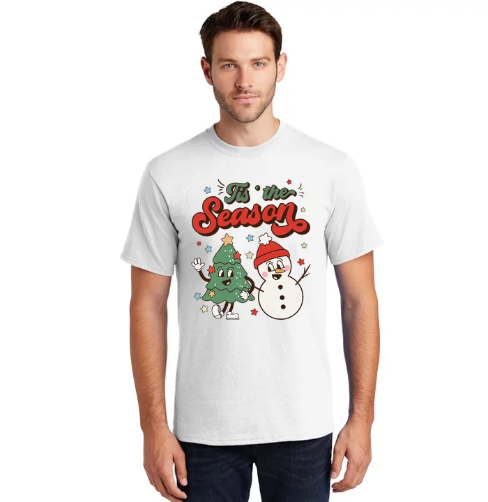 Festive Retro Christmas Decorations Snowman Xmas Tall T-Shirt