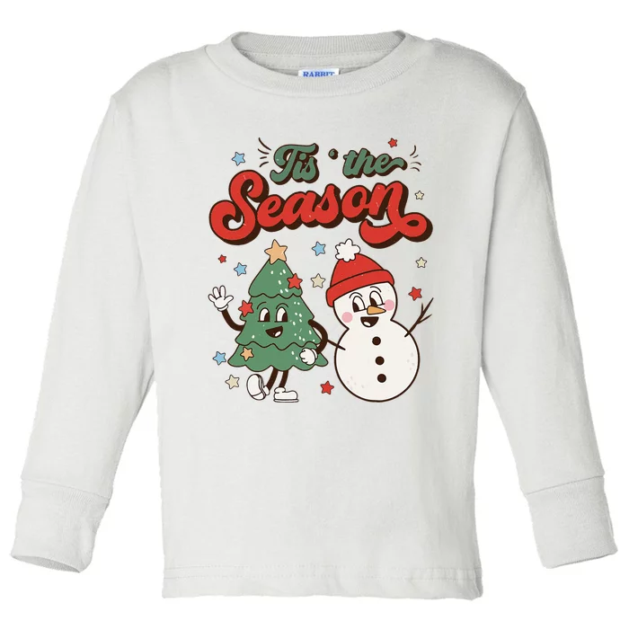 Festive Retro Christmas Decorations Snowman Xmas Toddler Long Sleeve Shirt