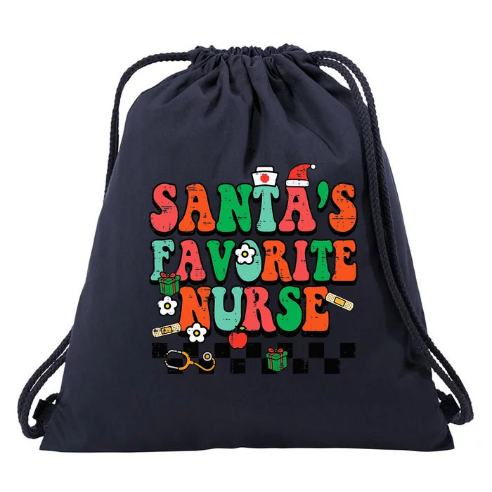 Festive Retro Christmas Gift for Nurses Drawstring Bag