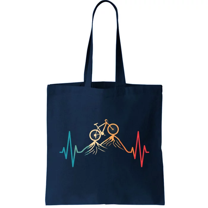 Funny Retro Cycling Heartbeat Bicycle Mountain Bike Biking Tote Bag