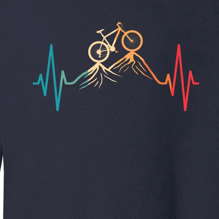 Funny Retro Cycling Heartbeat Bicycle Mountain Bike Biking Toddler Sweatshirt