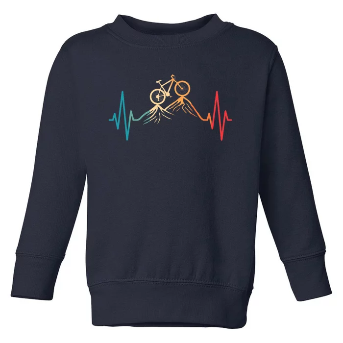 Funny Retro Cycling Heartbeat Bicycle Mountain Bike Biking Toddler Sweatshirt