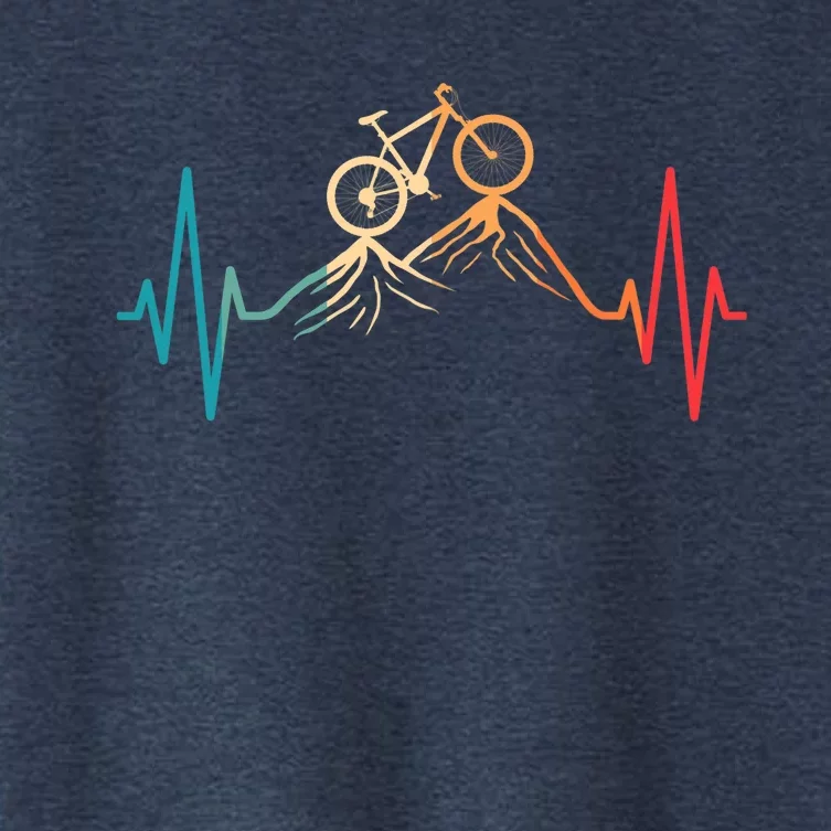 Funny Retro Cycling Heartbeat Bicycle Mountain Bike Biking Women's Crop Top Tee