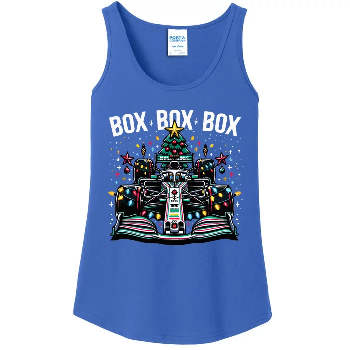 Formula Racing Car Box Box Box Radio Call Fun Christmas Tree Ladies Essential Tank