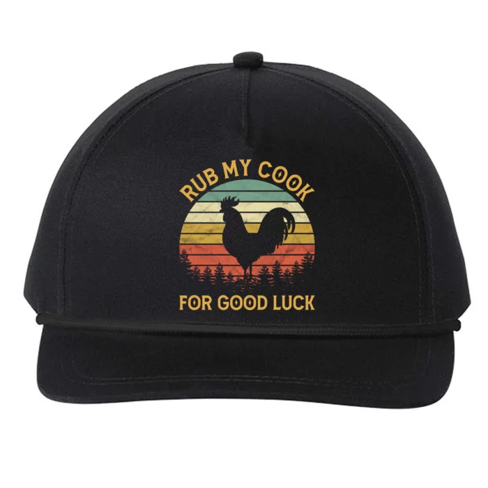 Funny Rooster Chicken Pun Rub My Cock For Good Luck Snapback Five-Panel Rope Hat