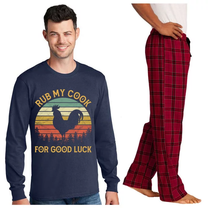 Funny Rooster Chicken Pun Rub My Cock For Good Luck Long Sleeve Pajama Set