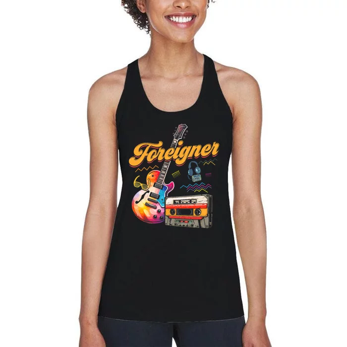 F.O.R.E.I.G.N.E.R Retro Cassette 90s Rock Music Old Fashion Women's Racerback Tank