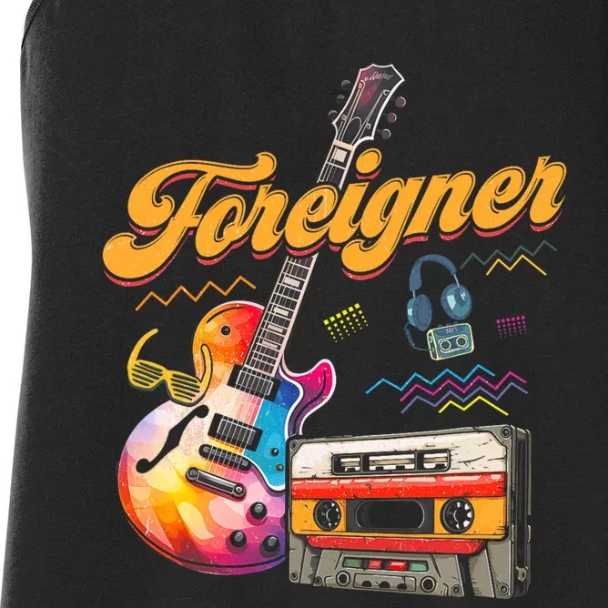 F.O.R.E.I.G.N.E.R Retro Cassette 90s Rock Music Old Fashion Women's Racerback Tank