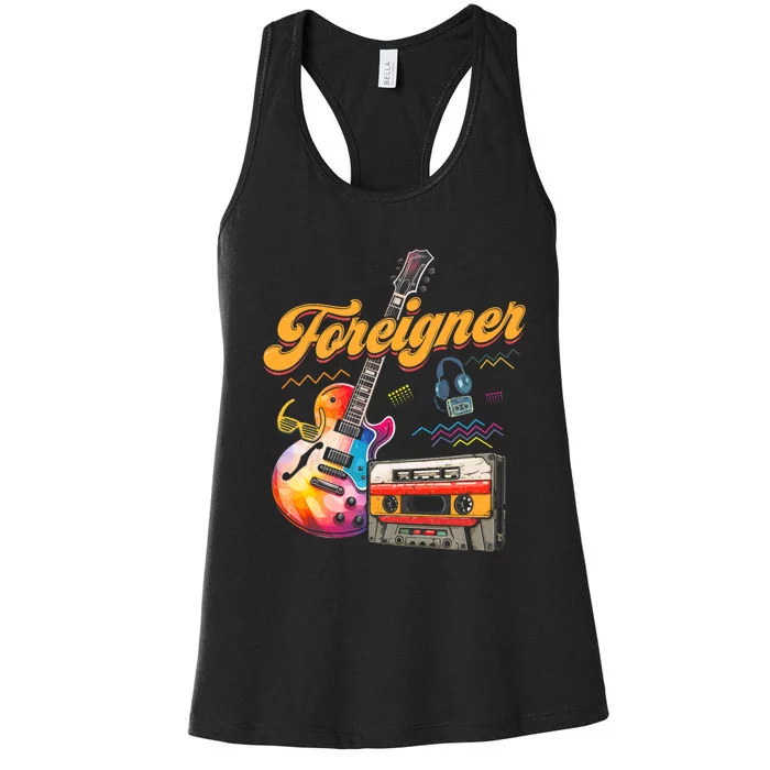 F.O.R.E.I.G.N.E.R Retro Cassette 90s Rock Music Old Fashion Women's Racerback Tank