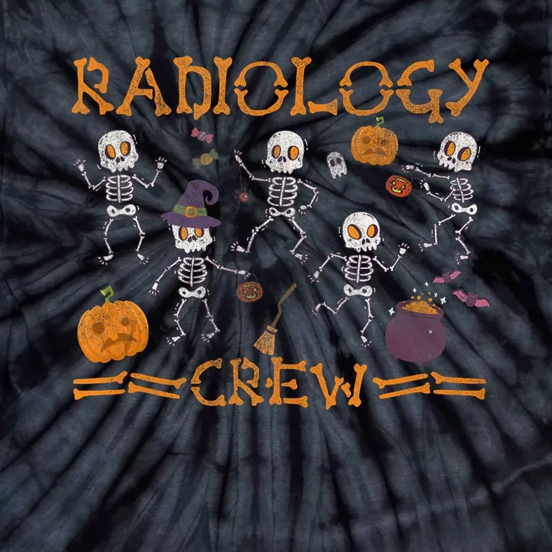 Funny Radiology Crew Dancing Skeleton Pumpkin Halloween Tie-Dye T-Shirt