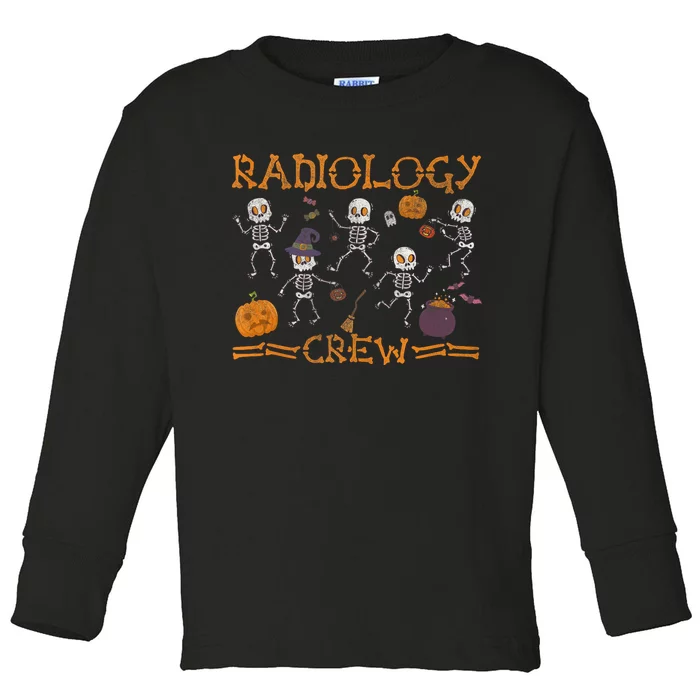 Funny Radiology Crew Dancing Skeleton Pumpkin Halloween Toddler Long Sleeve Shirt