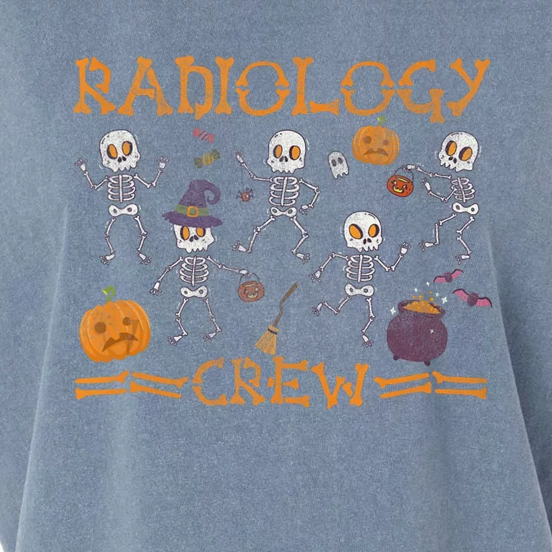 Funny Radiology Crew Dancing Skeleton Pumpkin Halloween Garment-Dyed Women's Muscle Tee