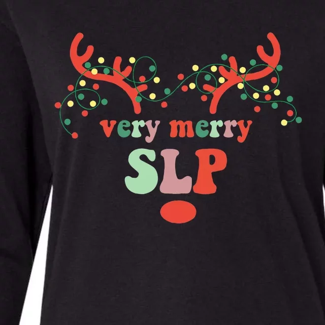 Festive Reindeer Christmas Speech Therapy Gift Womens Cotton Relaxed Long Sleeve T-Shirt