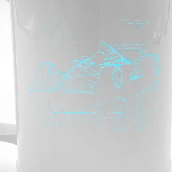 Formula Racing Car Silhouette Mechanic Car Guys Front & Back Beer Stein