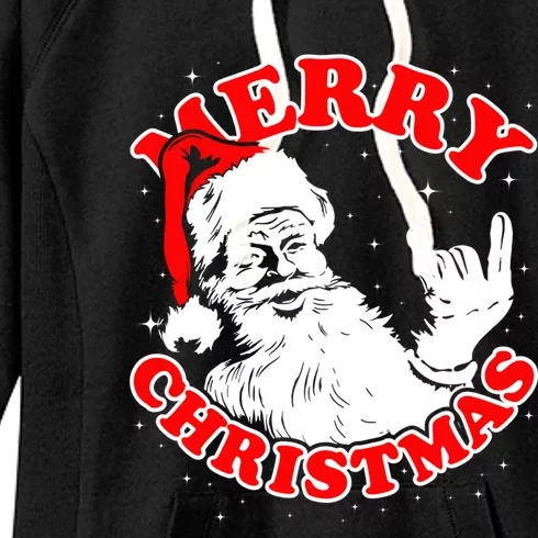 Funny Retro Christmas Santa Rock And Roll Gift Women's Fleece Hoodie