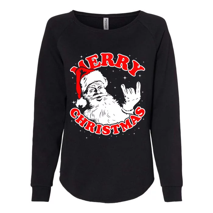 Funny Retro Christmas Santa Rock And Roll Gift Womens California Wash Sweatshirt