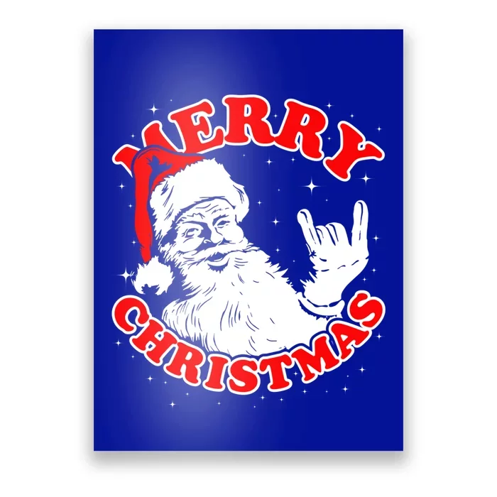 Funny Retro Christmas Santa Rock And Roll Gift Poster