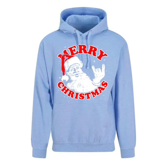 Funny Retro Christmas Santa Rock And Roll Gift Unisex Surf Hoodie