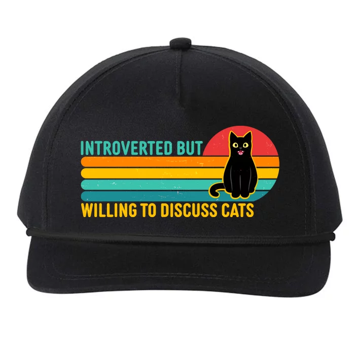 Funny Retro Cat Introverted But Willing To Discuss Cats Snapback Five-Panel Rope Hat