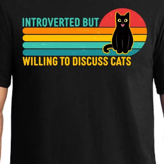 Funny Retro Cat Introverted But Willing To Discuss Cats Pajama Set