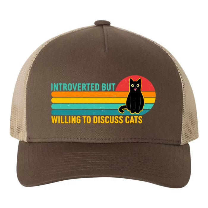 Funny Retro Cat Introverted But Willing To Discuss Cats Yupoong Adult 5-Panel Trucker Hat