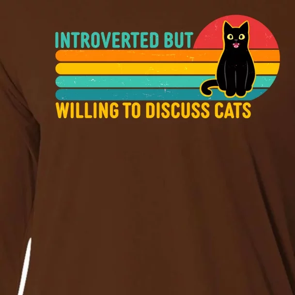 Funny Retro Cat Introverted But Willing To Discuss Cats Cooling Performance Long Sleeve Crew