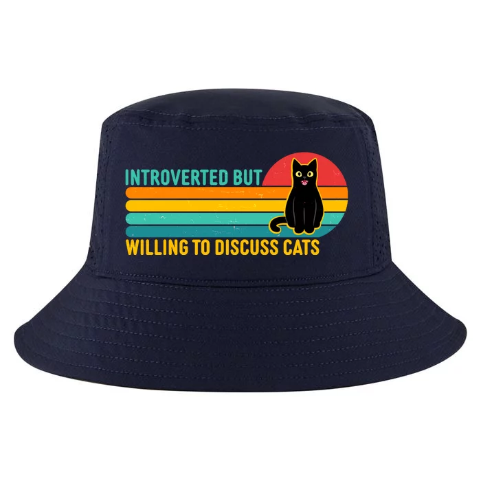 Funny Retro Cat Introverted But Willing To Discuss Cats Cool Comfort Performance Bucket Hat