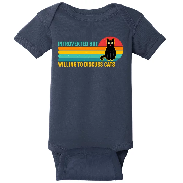 Funny Retro Cat Introverted But Willing To Discuss Cats Baby Bodysuit