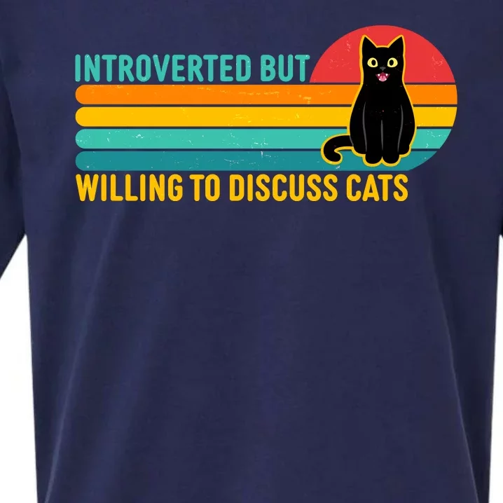 Funny Retro Cat Introverted But Willing To Discuss Cats Sueded Cloud Jersey T-Shirt