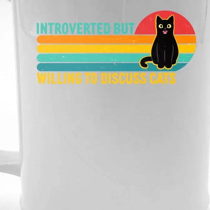 Funny Retro Cat Introverted But Willing To Discuss Cats Front & Back Beer Stein