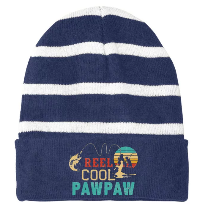 Fishing Reel Cool Pawpaw Father’s Day Gift Fisherman Pawpaw Striped Beanie with Solid Band