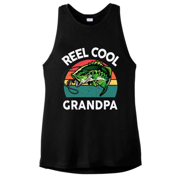 Fishing Reel Cool Grandpa Fathers Day Ladies Tri-Blend Wicking Tank